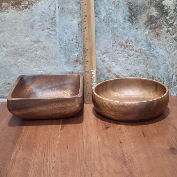 Woodard & Charles Wood Bowls Square & Round Set of 2 - Picture 10 of 10